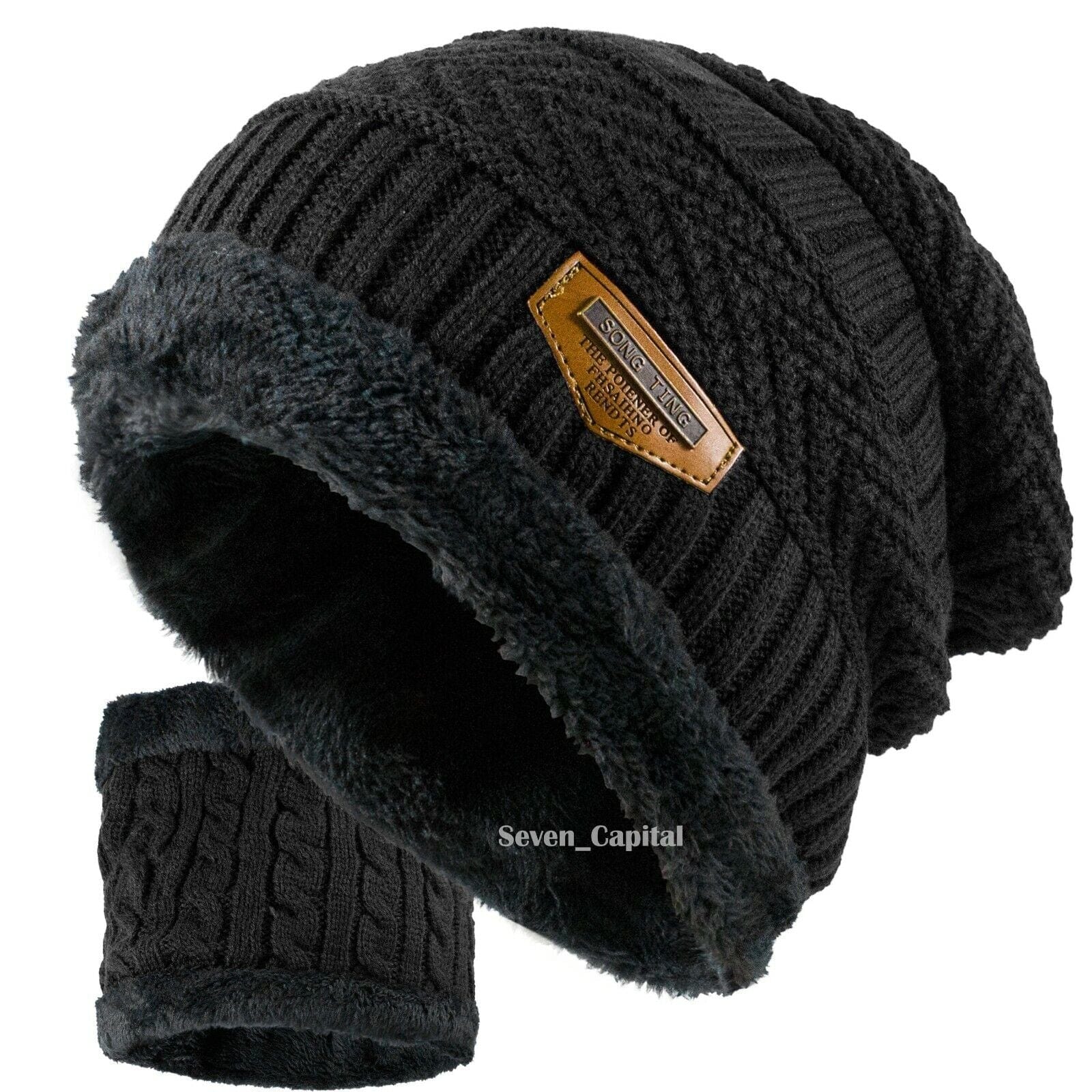 Mens Womens Winter Baggy Slouchy Knit Warm Beanie Hat and Scarf Ski Skull Cap