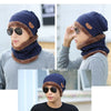 Blue Mens Womens Winter Baggy Slouchy Knit Warm Beanie Hat and Scarf Ski Skull Cap