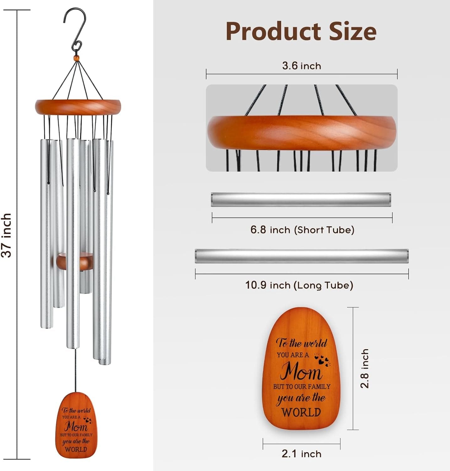 Mother's Day Gift- 37’’Outdoor Wind Chimes