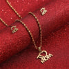 TZ328 Gold Mother's Day Gift: 'I Love Mom' Heart Pendant Necklace and Earrings Set