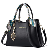 Black Mother's Day Gift: Shoulder Bag With Leaf Pendant