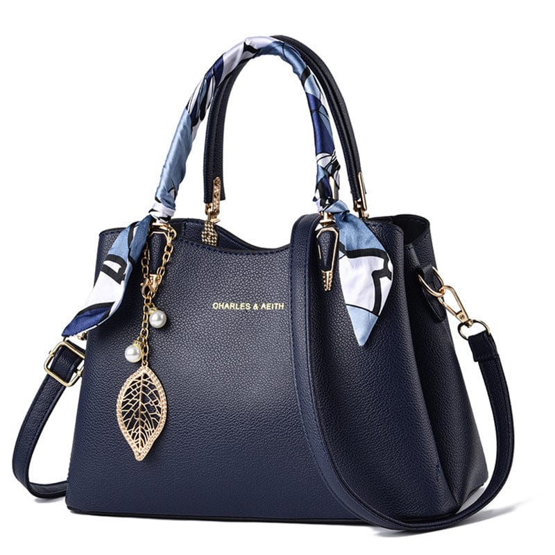 Dark blue Mother's Day Gift: Shoulder Bag With Leaf Pendant