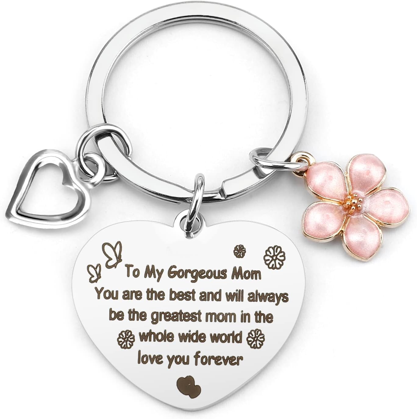 Mom Silver 6 Mothers Day Gifts from Son Daughter, Mom Keychain Mother'S Day Presents for Mom Christmas Birthday Thank You Gift