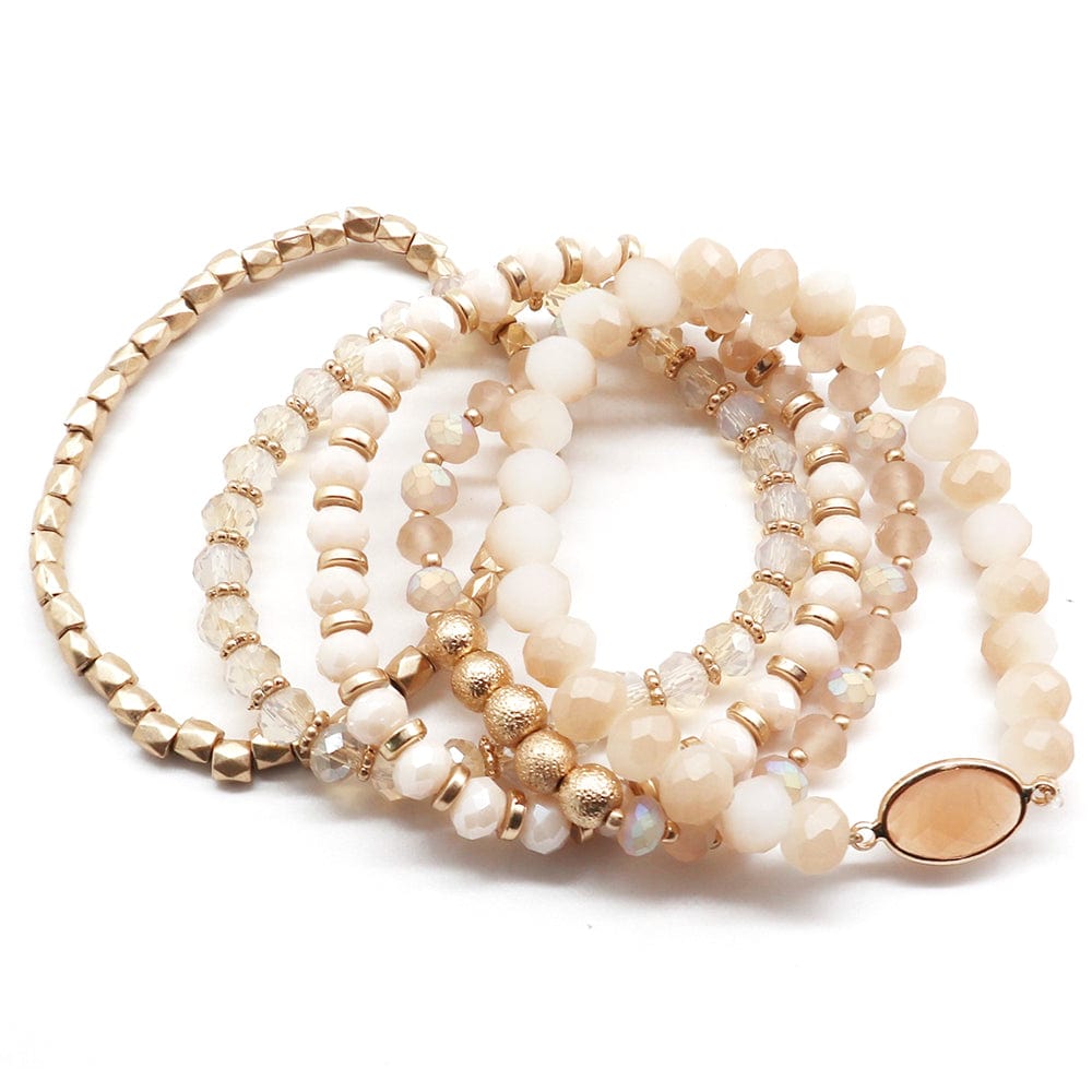 Natural Multi Bead Stretch Bracelet Set