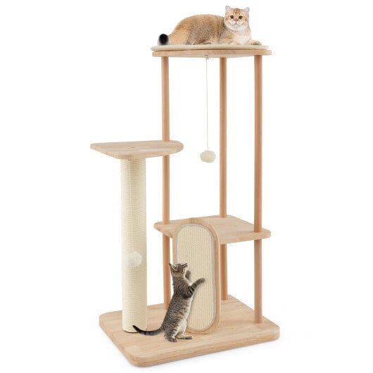 Multi-level Modern Cat Tower with Scratching Board and Post - Color: Beige