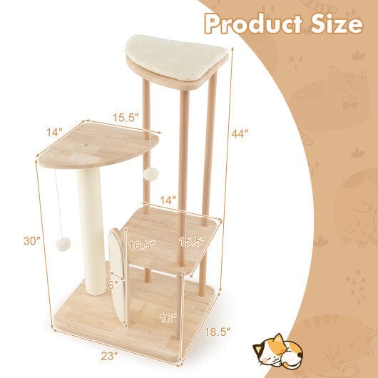 Multi-level Modern Cat Tower with Scratching Board and Post - Color: Beige