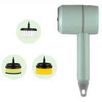 Green With three brush heads Multifunctional Electric Cleaning Brush with Scouring Pad Attachment