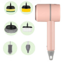 Pink With six brush heads Multifunctional Electric Cleaning Brush with Scouring Pad Attachment
