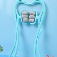 Blue 2PCS Multifunctional Manual Six-wheel Neck Massager