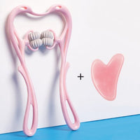 Pink4 rollers suit Multifunctional Manual Six-wheel Neck Massager