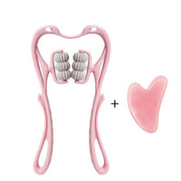 Pink6 rollers suit Multifunctional Manual Six-wheel Neck Massager