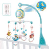 Blue Musical Baby Rattles Crib Mobiles - Rotating Bed Bell Toy Holder with Projection for Newborns and Infants