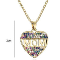 Mother's Day Gift – Peach Heart "MOM" Pendant Necklace in Copper