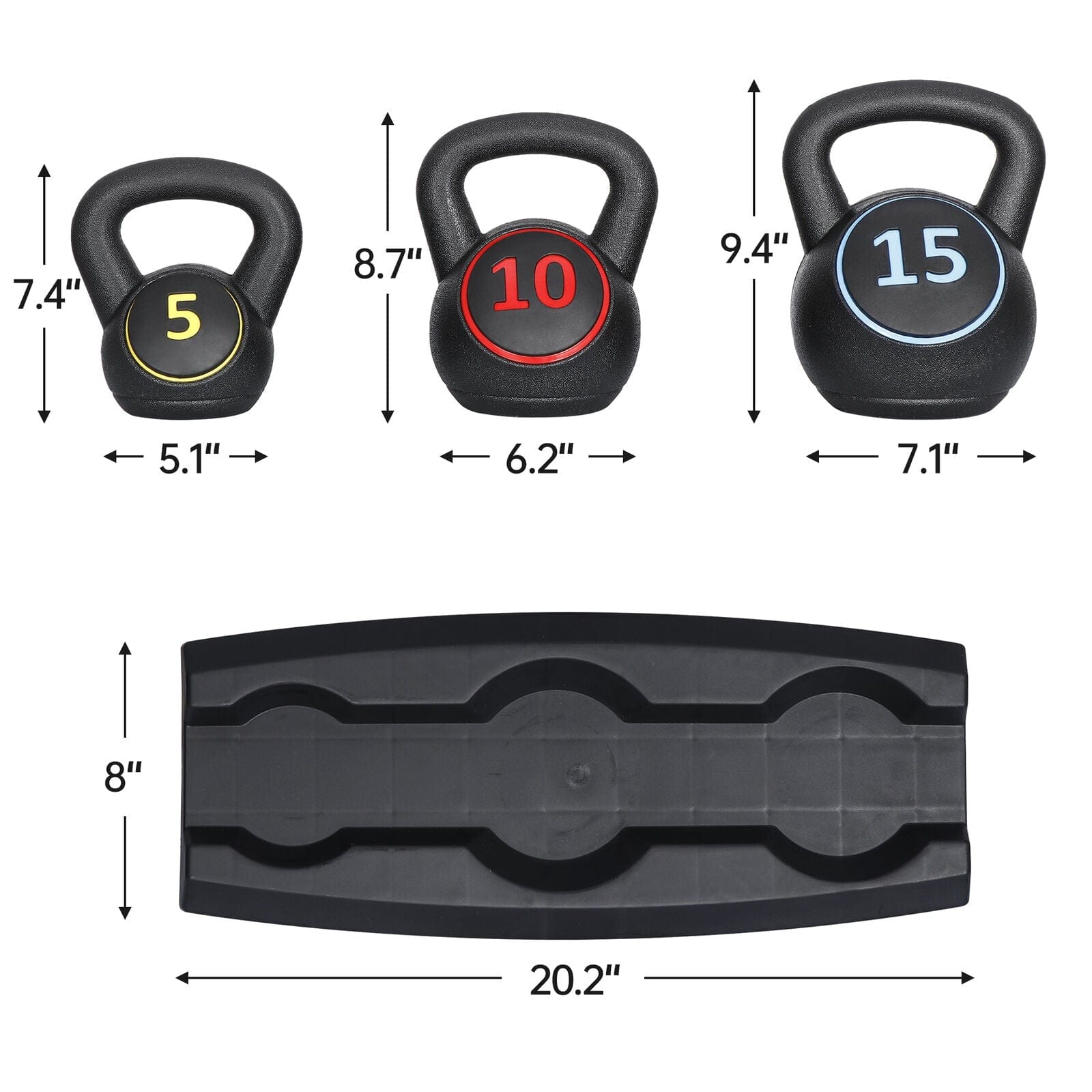 Optimize Your Home Gym with a 3-Piece Kettlebell Set and Storage Rack - 5Lb, 10Lb, 15Lb Weights for Effective Workouts!