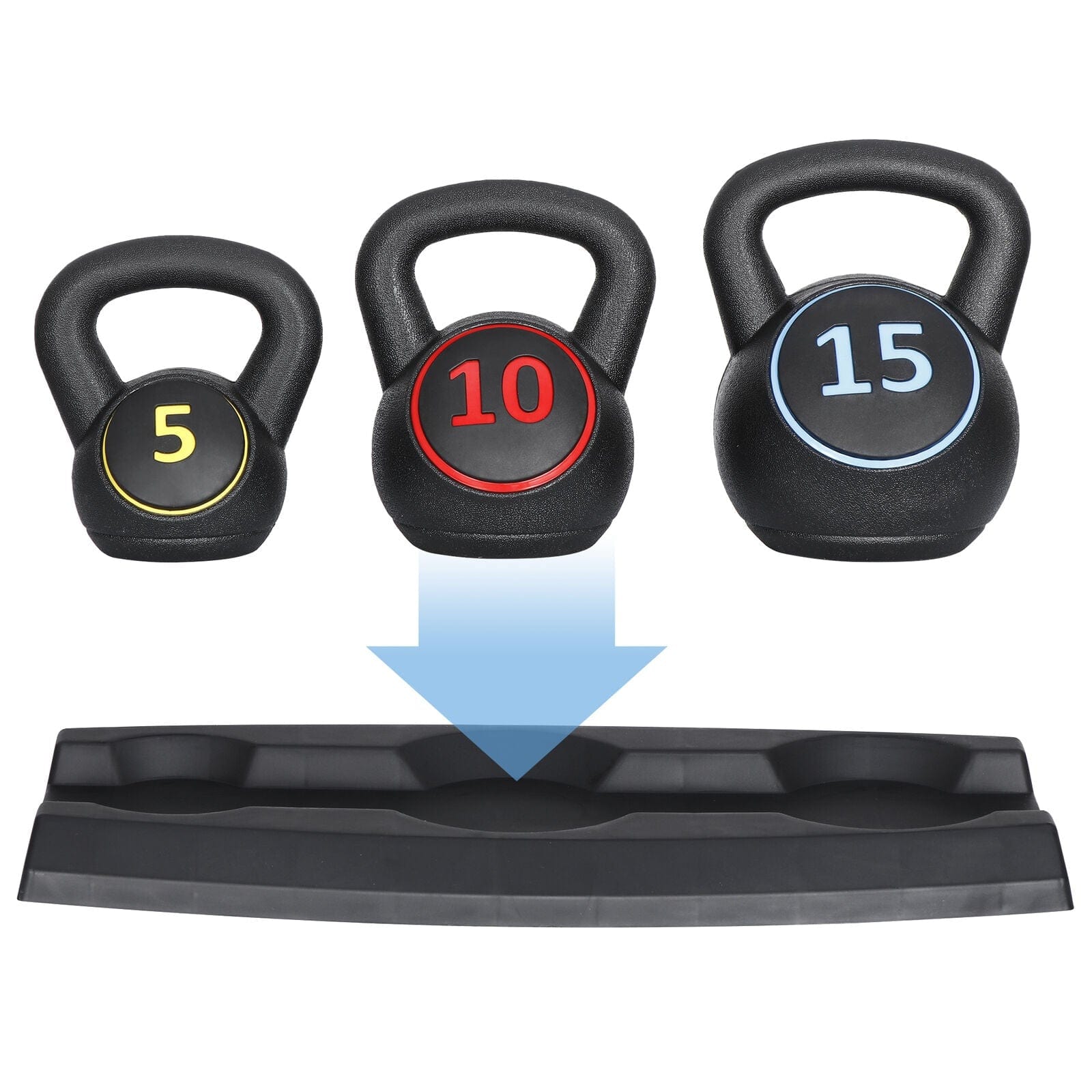 Optimize Your Home Gym with a 3-Piece Kettlebell Set and Storage Rack - 5Lb, 10Lb, 15Lb Weights for Effective Workouts!