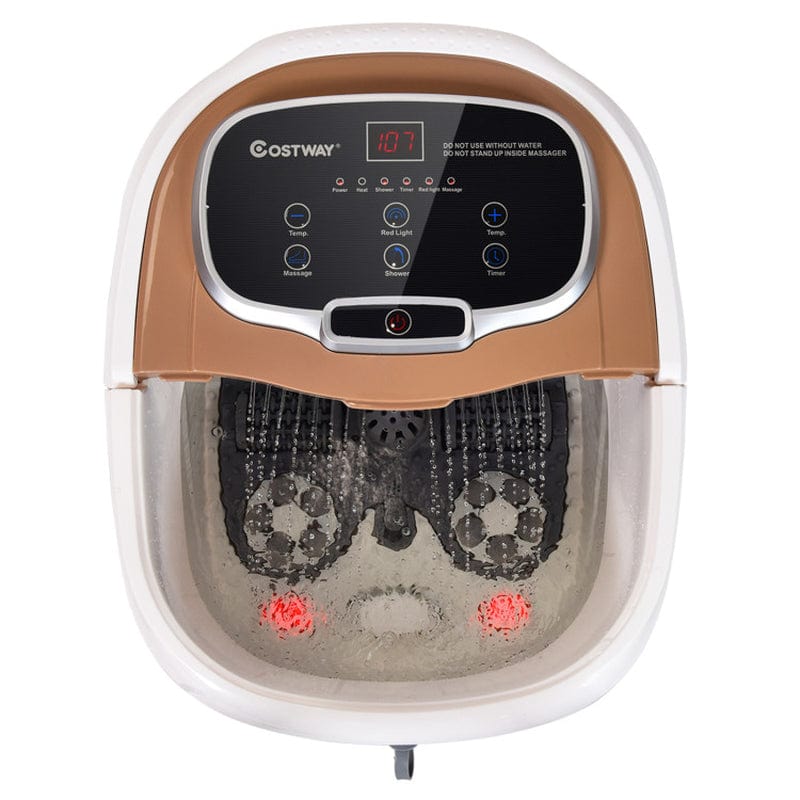 Brown Portable All-In-One Heated Foot Spa Bath Motorized Massager