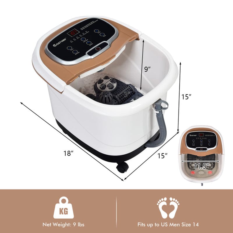 Brown Portable All-In-One Heated Foot Spa Bath Motorized Massager