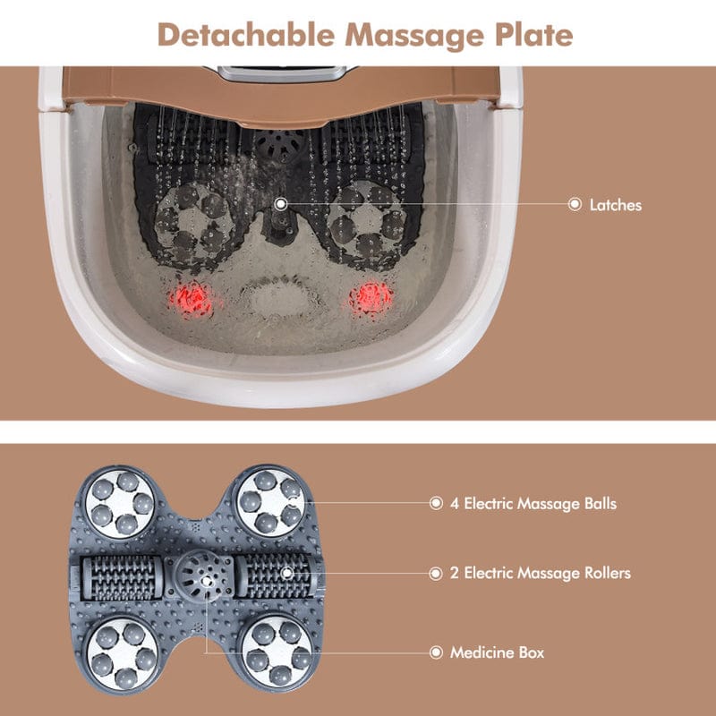 Brown Portable All-In-One Heated Foot Spa Bath Motorized Massager