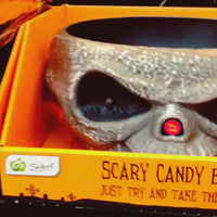 Halloween Motion-Activated Pumpkin Candy Bowl with Hand - Battery Operated Trick-or-Treat Serving Dish