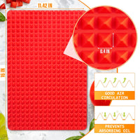 Pyramid Sheet Red Pyramid Silicone Baking Mat - 16x11'' Non-Stick, Food Grade Cooking Mat for Microwave, Oven, and BBQ Grill