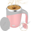 Pink (Rechargeable Model) Revolutionary Magnetic Stirring Coffee Mug - Portable & Electric Stainless Steel Mixer Tumbler for Home, Office, and Travel