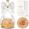 Champagne Rolra Angel Rose Figurines - Preserved Flower Rose Glass Angel Gifts for Mother's Day