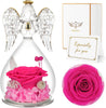 Rose Red Rolra Angel Rose Figurines - Preserved Flower Rose Glass Angel Gifts for Mother's Day