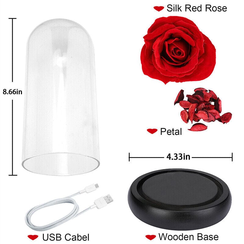 Rose Flower Gifts for Women 20 LED Light up Rose in Glass Dome Christmas Gifts