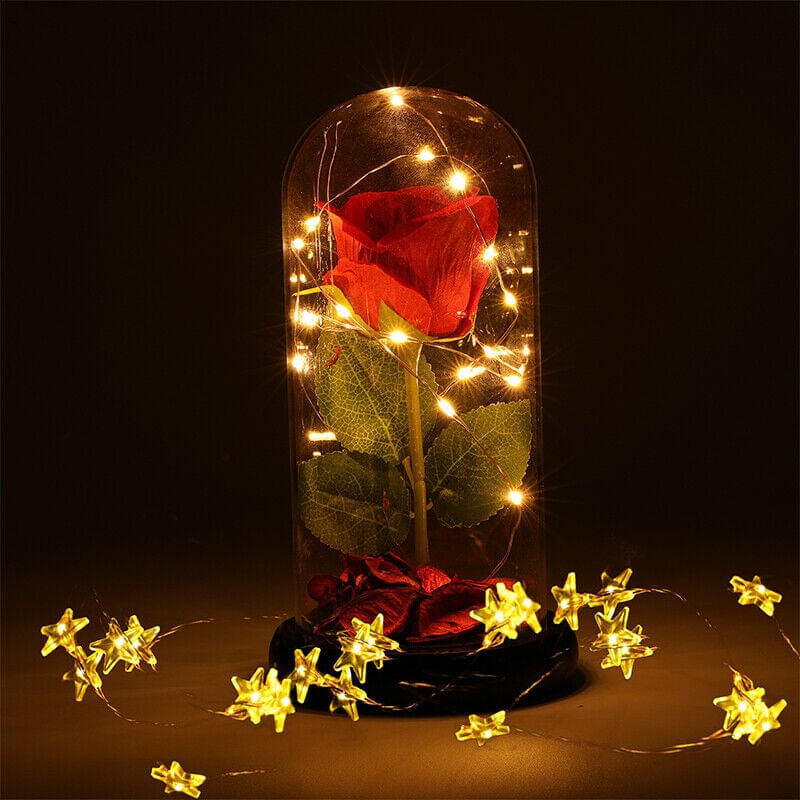 A:Rose In Glass With Led Light Rose Flower Gifts for Women 20 LED Light up Rose in Glass Dome Christmas Gifts