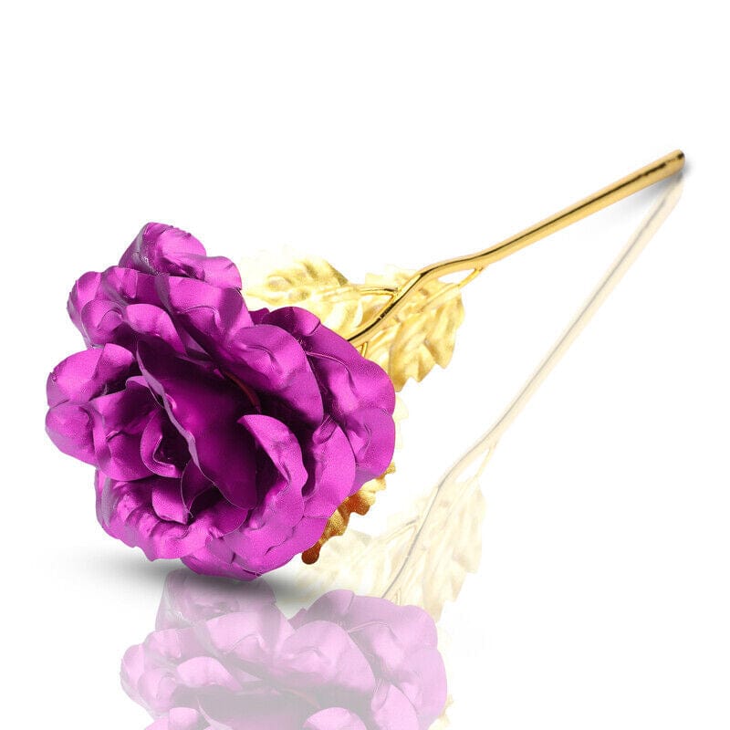 B:Purple-24K Gold Plated Foil ... Rose Flower Gifts for Women 20 LED Light up Rose in Glass Dome Christmas Gifts