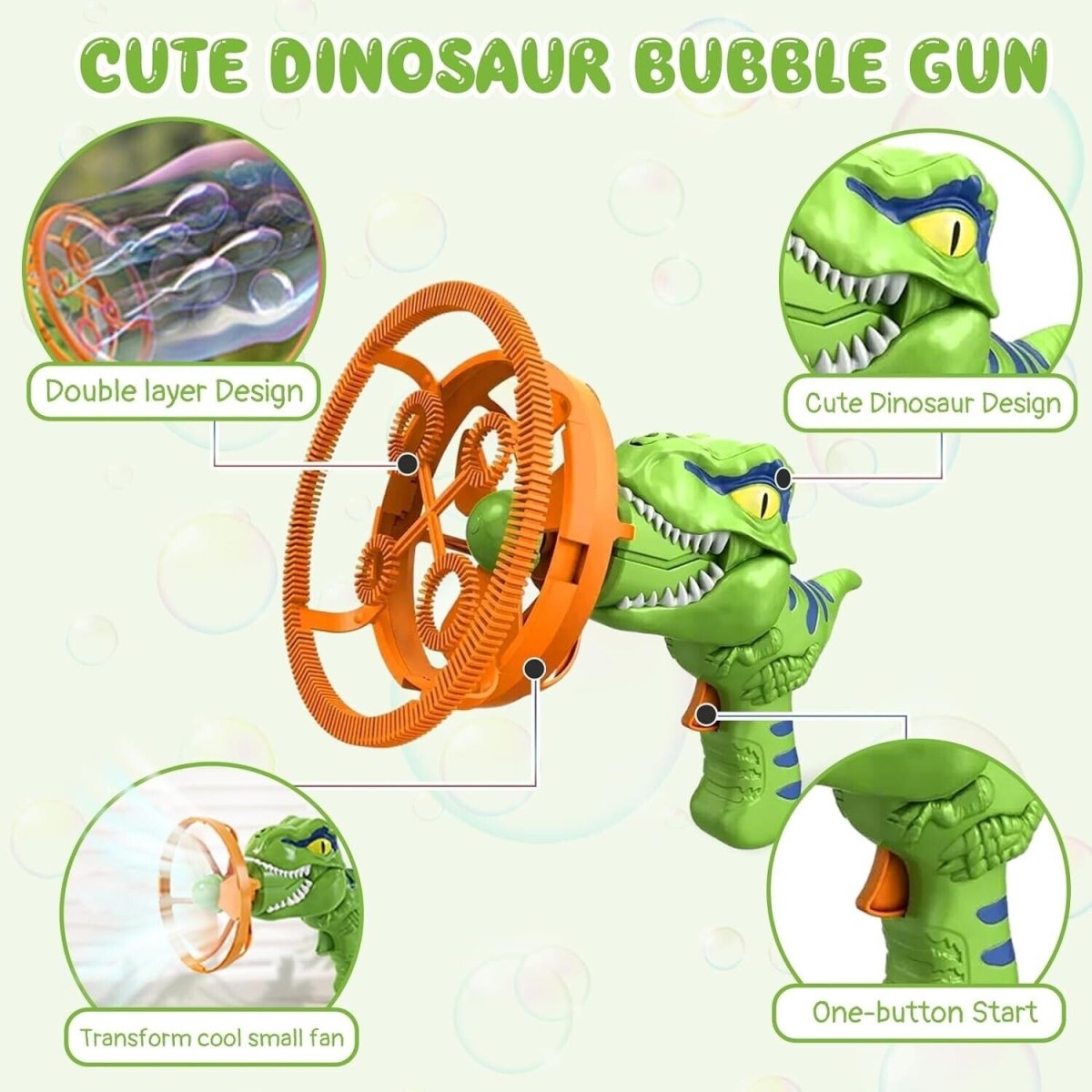 Dino Double Bubble Machine with Free Bubble Solution - Perfect Outdoor Toy!