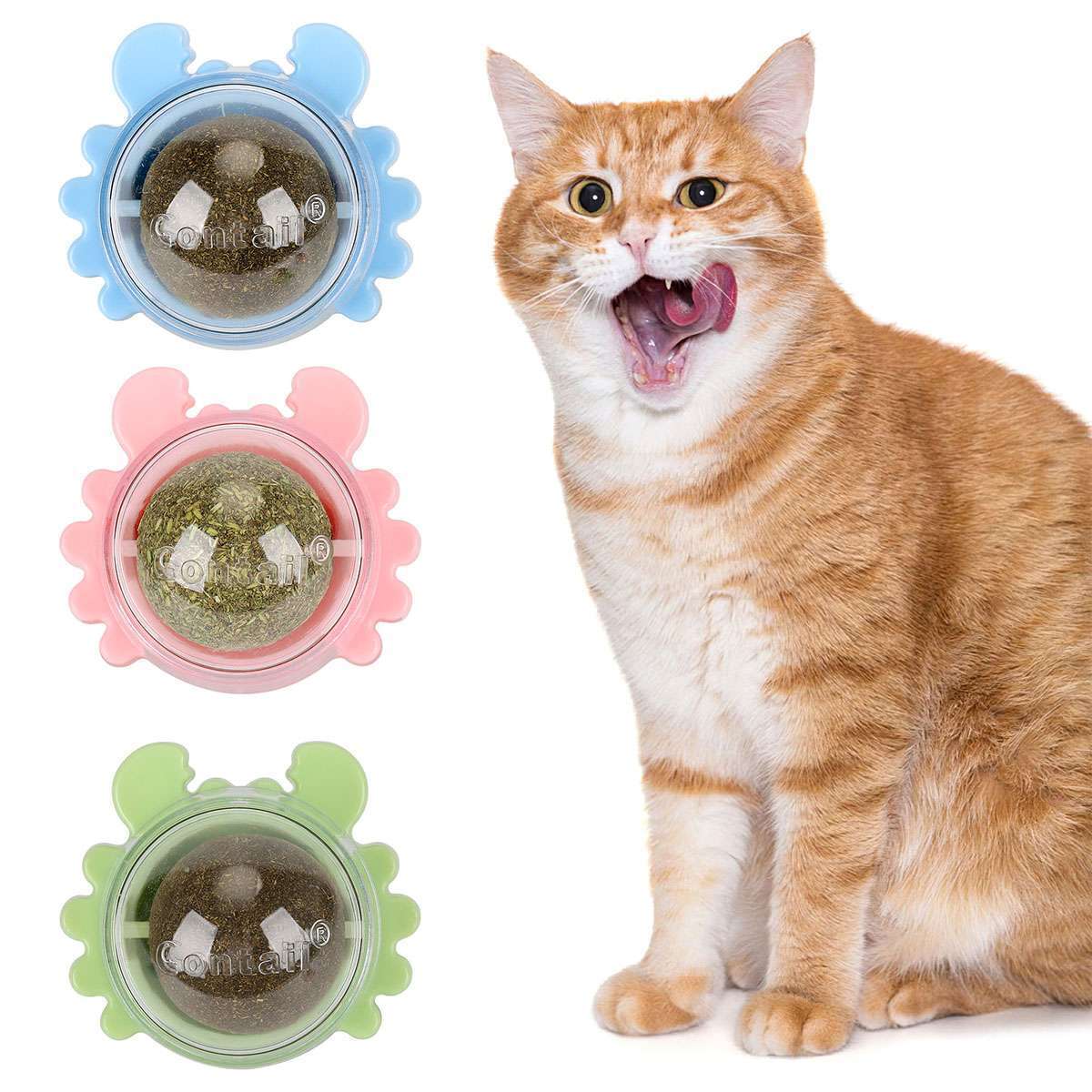 Edible Catnip Ball Toys for Teeth Cleaning (3 Pack)