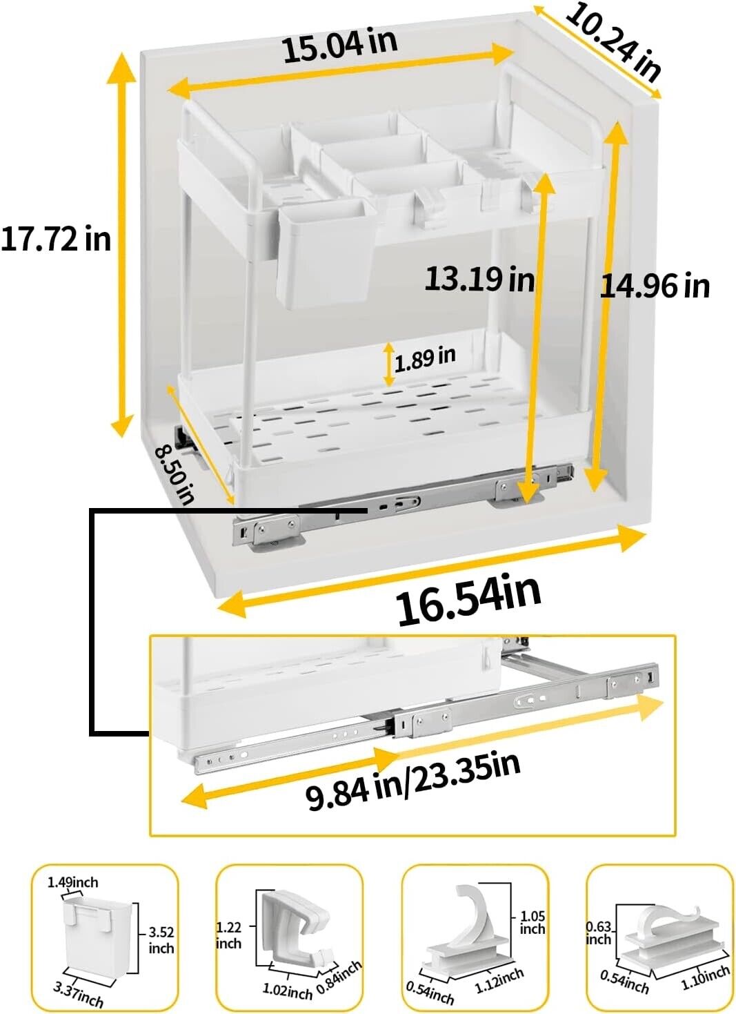 Black/White 2-Tier Under Sink Storage with Sliding Shelves