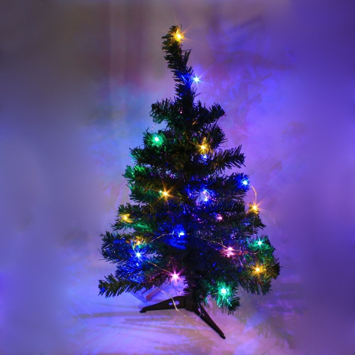 2 FT Artificial Christmas Tree: Green with LED Lights