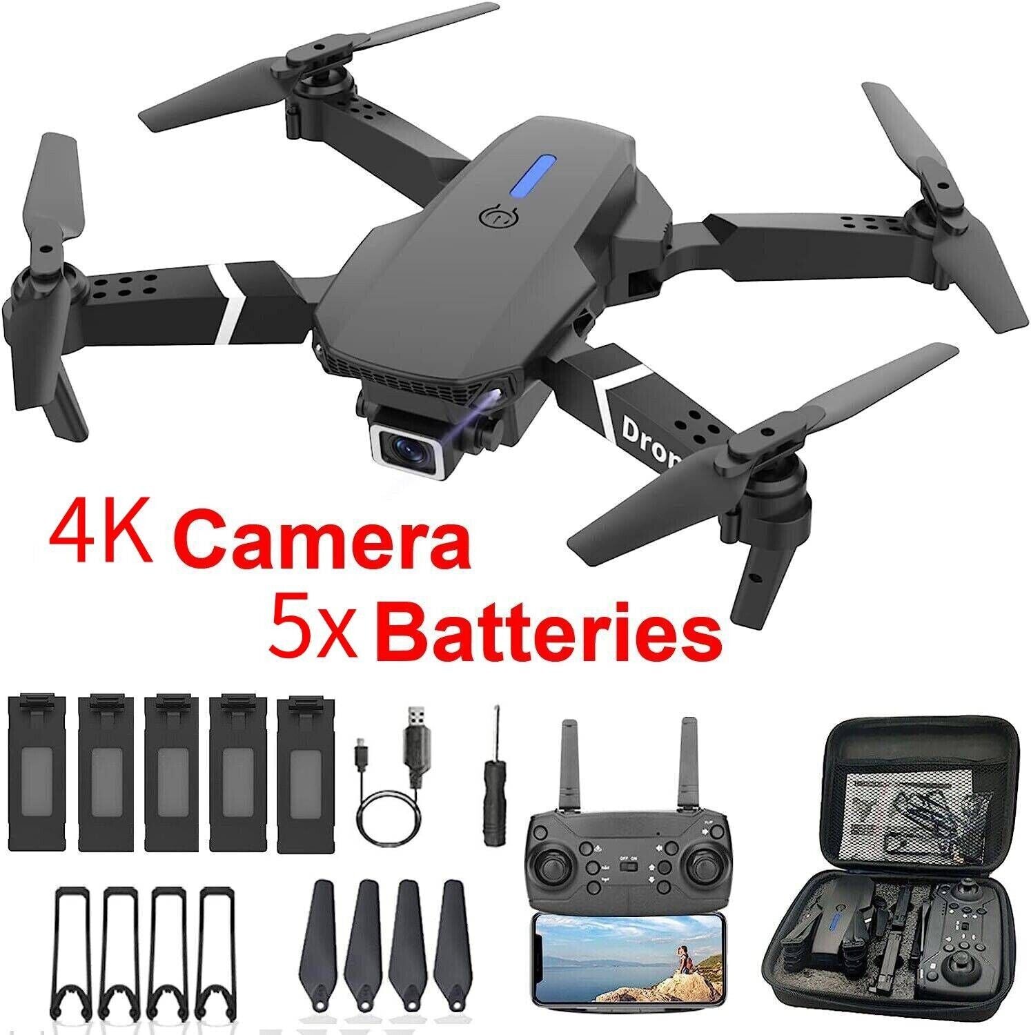 2024 RC Drone with 4K HD Camera - WiFi FPV Foldable Quadcopter with 5 Batteries