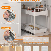 Black/White 2-Tier Under Sink Storage with Sliding Shelves