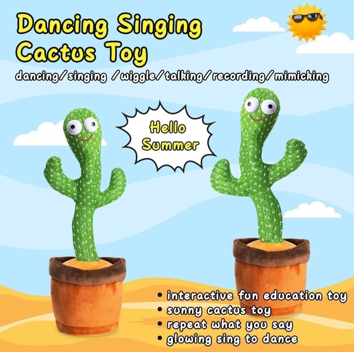 Dancing Cactus Plush Toy: Electronic Singing & Recording Fun Gift for All Ages