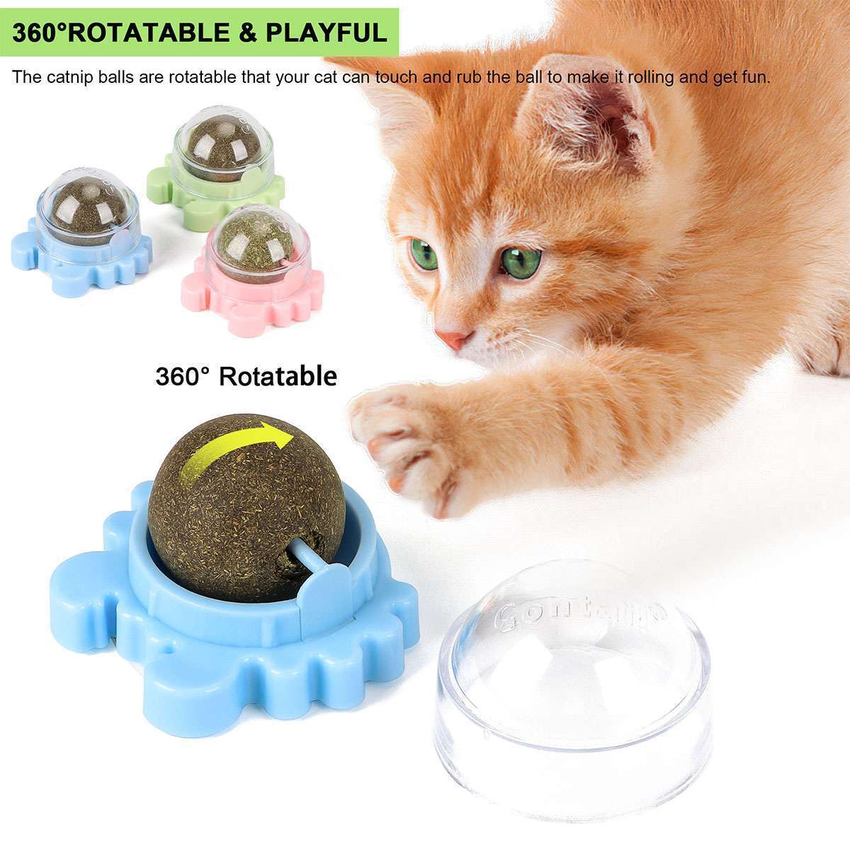 Edible Catnip Ball Toys for Teeth Cleaning (3 Pack)