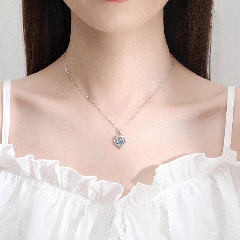 S925 Beating Heart-shaped Necklace for Women - Luxury Rhinestone Jewelry Gift for Valentine’s Day