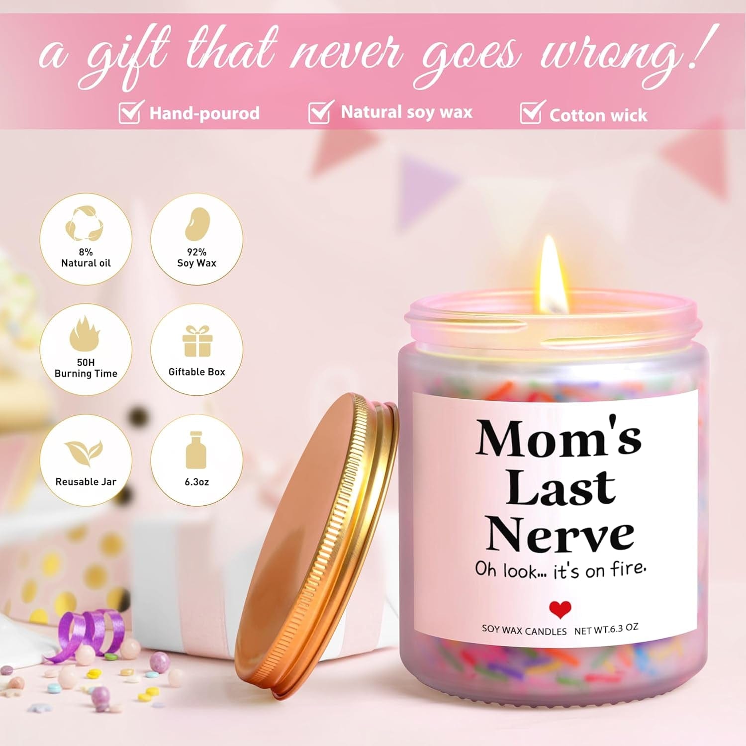 Scented Soy Candle Gifts for Mom: Funny Novelty Thank You Presents for Mother's Day