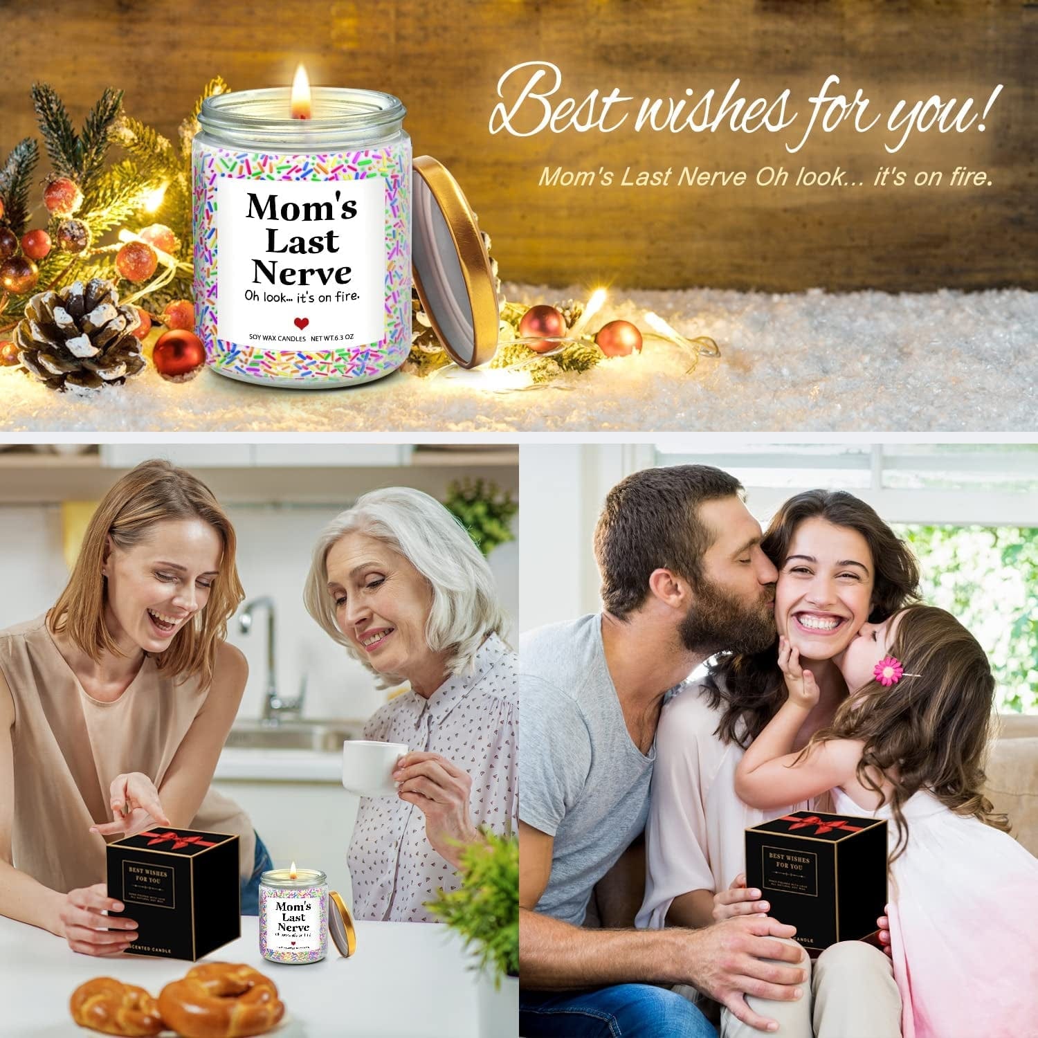 Scented Soy Candle Gifts for Mom: Funny Novelty Thank You Presents for Mother's Day