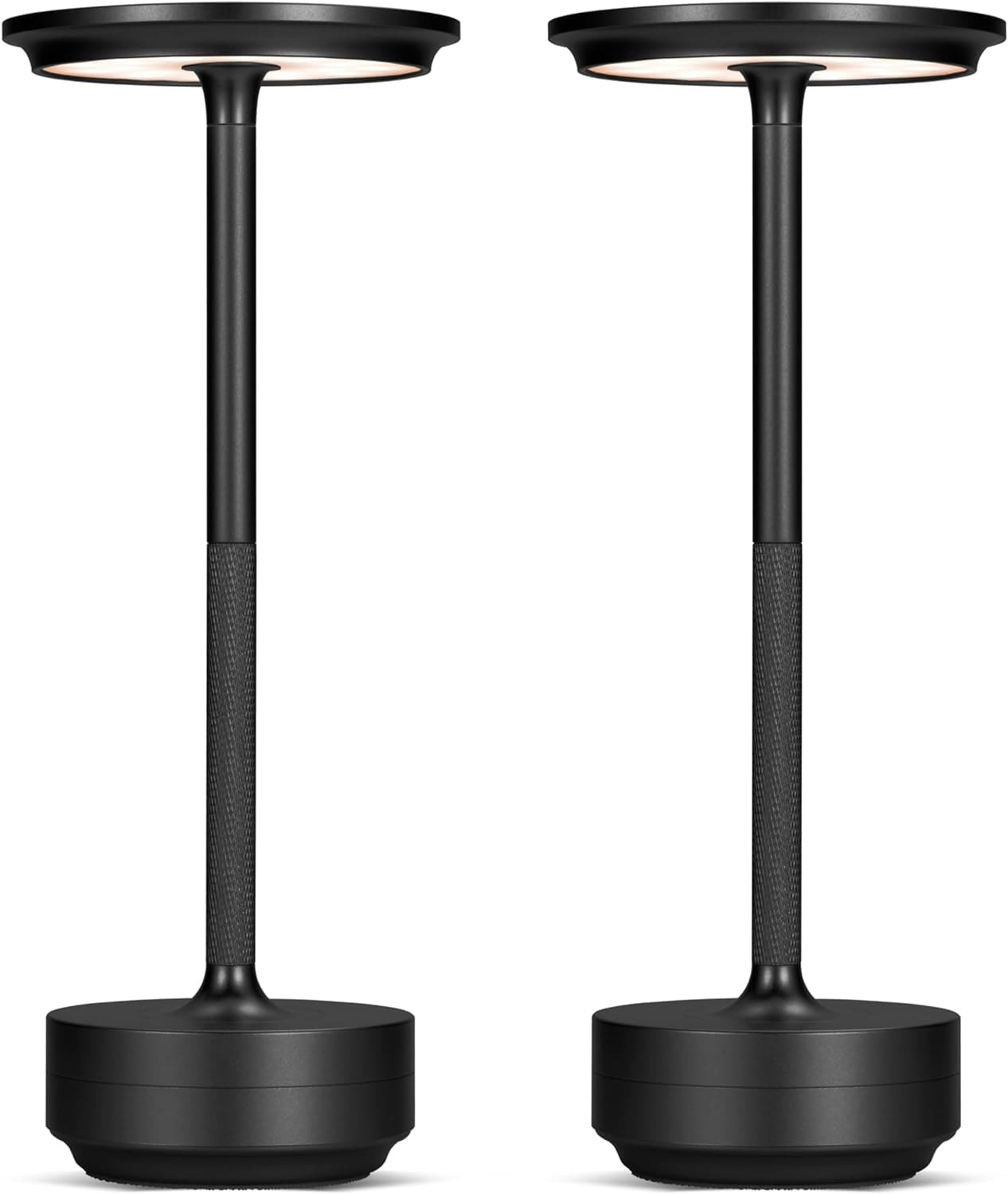 Blcak2 Set of 2 LED Cordless Table Lamps: Rechargeable, Dimmable, and Portable Battery Operated Lights for Nightstand, Dining Room, or Outdoor Use