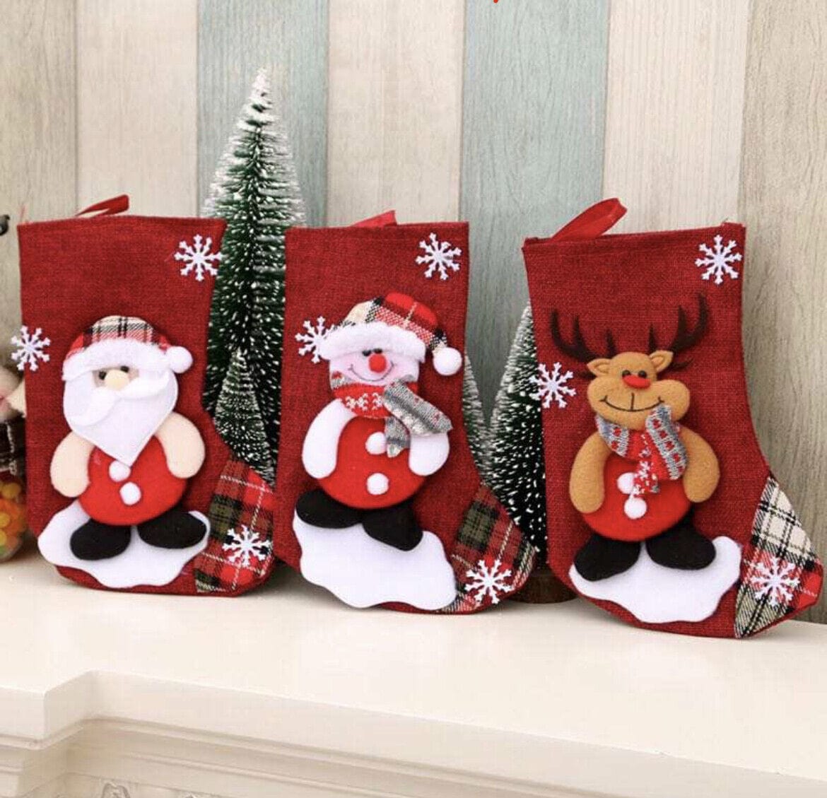 Set of 5 Christmas Stockings: Santa Candy Gift Socks for Tree Decor - Mix & Match Festive Hanging Ornaments  ebasketonline   