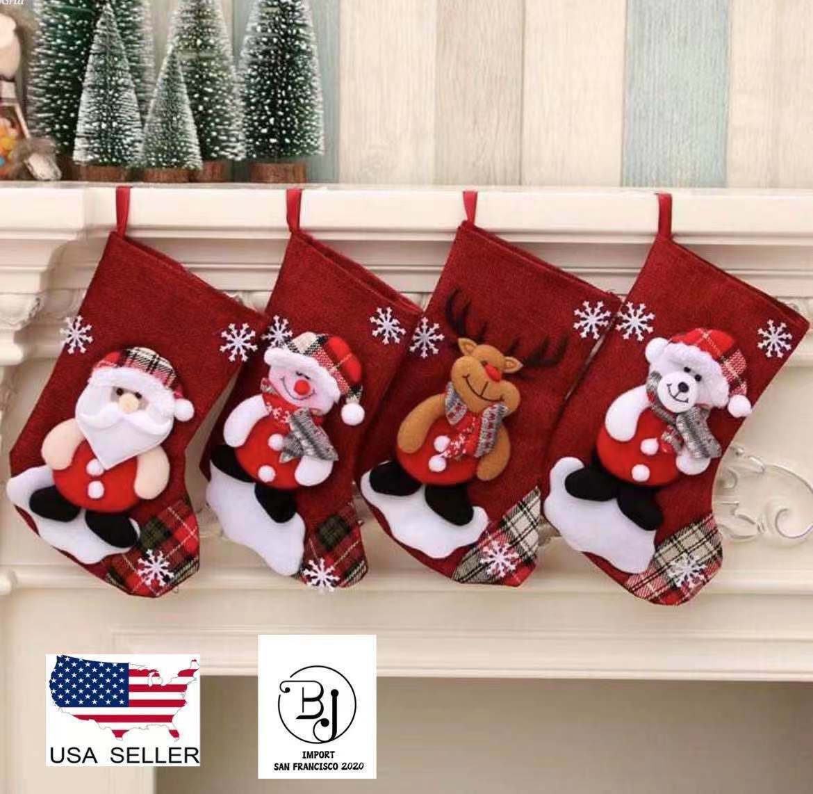 Set of 5 Christmas Stockings: Santa Candy Gift Socks for Tree Decor - Mix & Match Festive Hanging Ornaments  ebasketonline   