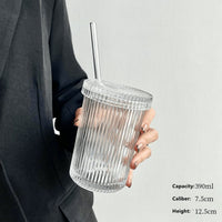Simple Straw Vertical Grain Glass Accessories CJ Straight straw cup 390ml  