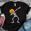 Skeleton Pumpkin Dabbing Halloween T-shirt T-shirts Agate   