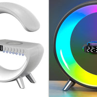 Smart G-Shaped LED Lamp with Bluetooth Speaker, Wireless Charging, and App Control for Bedroom and Home Decor - 2023 Innovation Home & Garden CJ   