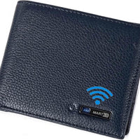 Smart LB Wallet - Trackable Anti-Lost Bluetooth Wallet with Intelligent Tracker Finder, Position Locator via Phone GPS, Bifold Genuine Cowhide Leather, Minimalist Credit Card Holder  ebasketonline Dark Blue,Horizontal  