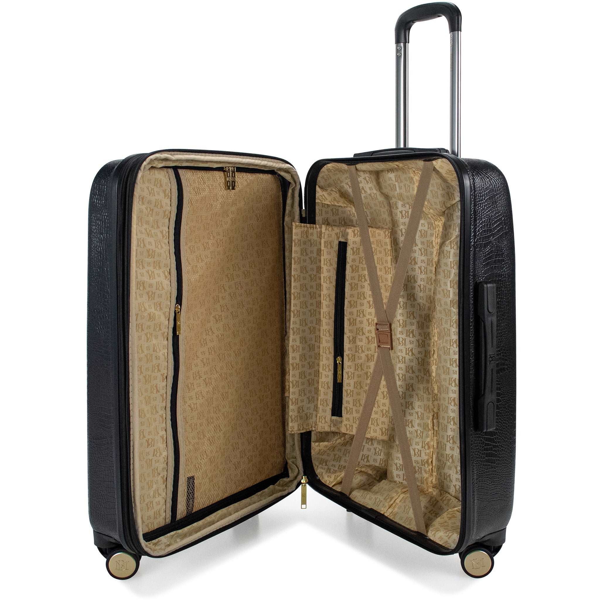 Silver Snakeskin 3 Piece Expandable Luggage Set