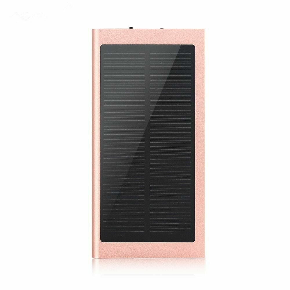 Slim-Rose Gold Solar Power on the Go: 10,000mAh Dual USB Portable Solar Battery Charger and Phone Power Bank